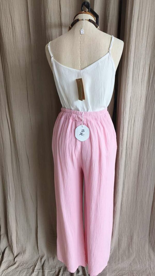 Pantalon double gaze de coton rose – taille unique