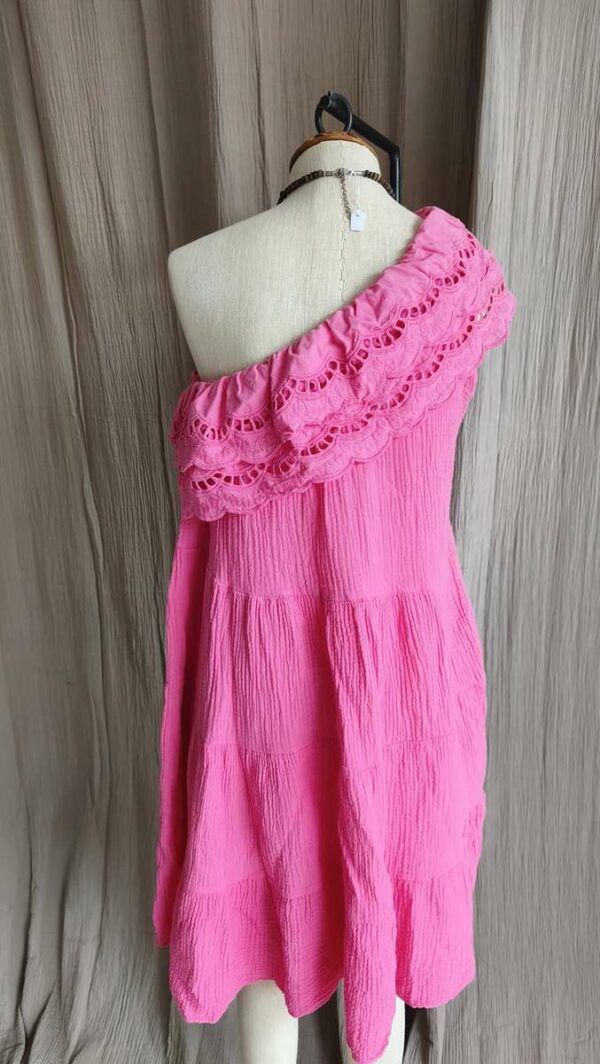 Robe unimanche rose en double gaze de coton – taille 38/40