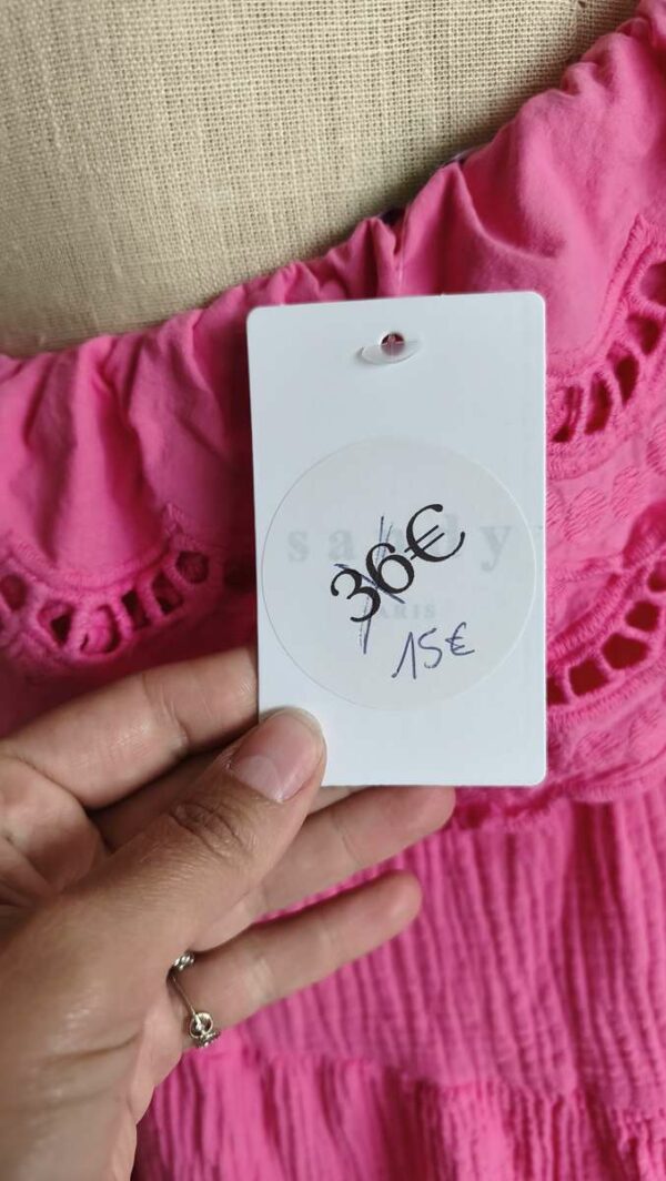 Robe unimanche rose en double gaze de coton – taille 38/40