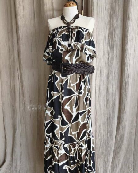 Robe longue bustier imprimée – taille 42 – viscose