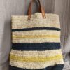 Panier tressé anses cuir – Grand format 36 x 35 cm