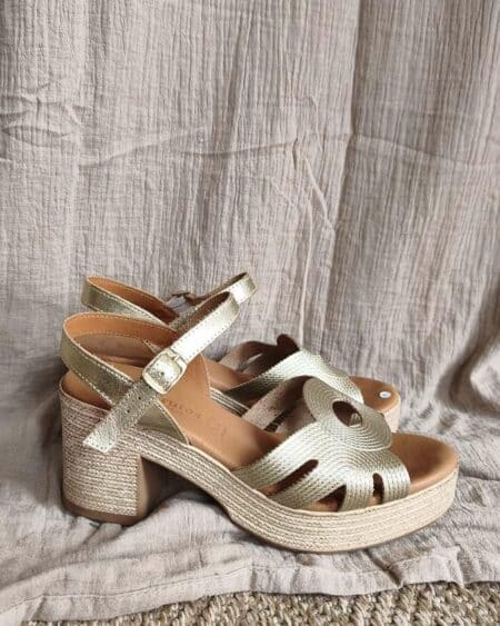 Sandales cuir doré – Pointure 39 – Talon 8 cm