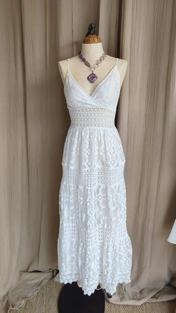 Robe blanche dentelle bohème – Taille 34/36 (S)