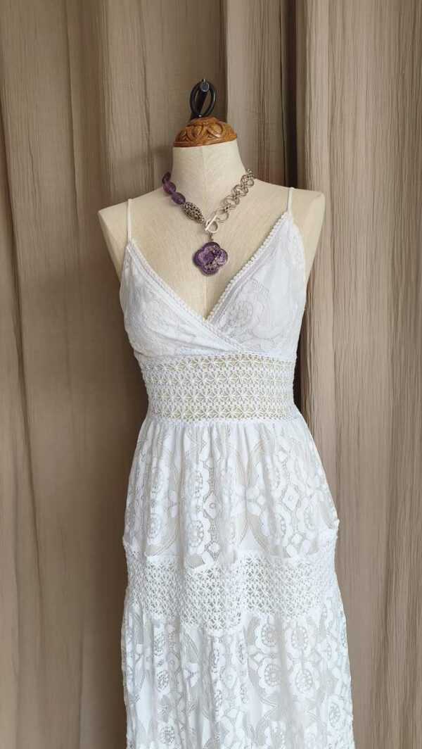 Robe blanche dentelle bohème – Taille 34/36 (S)