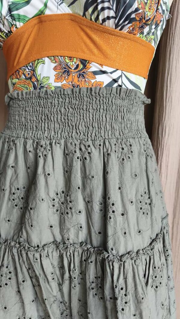 Jupe kaki broderie anglaise – Taille 38