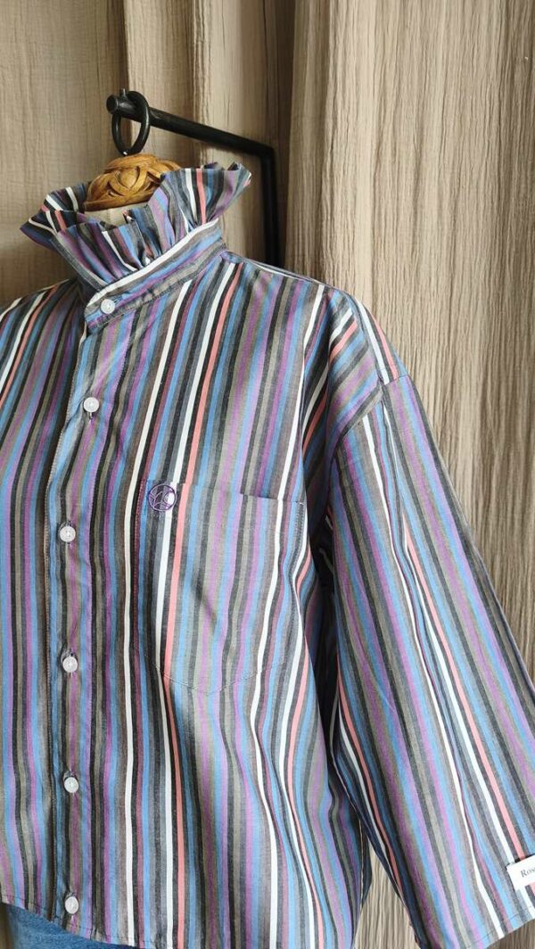 Chemise collerette rayée Rose & Marie – création upcyclée