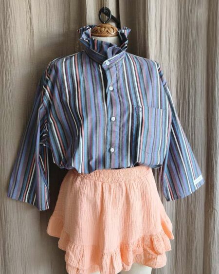 Chemise collerette rayée Rose & Marie – création upcyclée