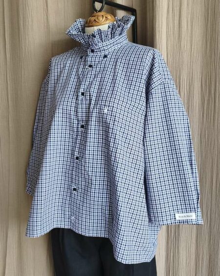 Chemise collerette à carreaux Rose & Marie – création upcyclée
