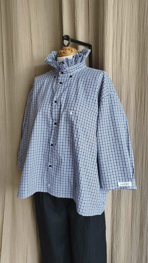 Chemise collerette à carreaux Rose & Marie – création upcyclée