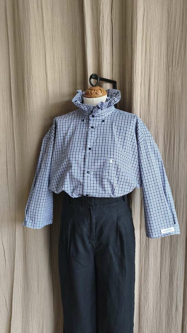 Chemise collerette à carreaux Rose & Marie – création upcyclée