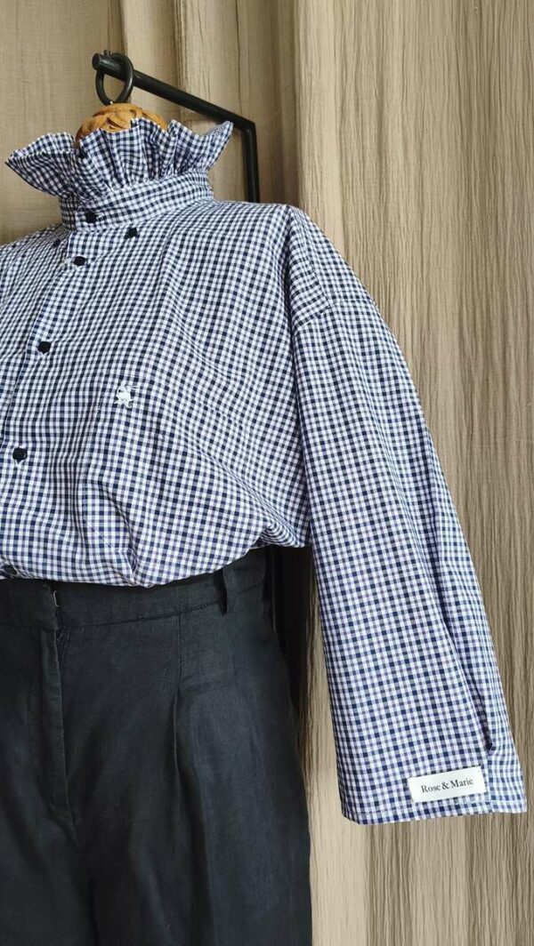 Chemise collerette à carreaux Rose & Marie – création upcyclée