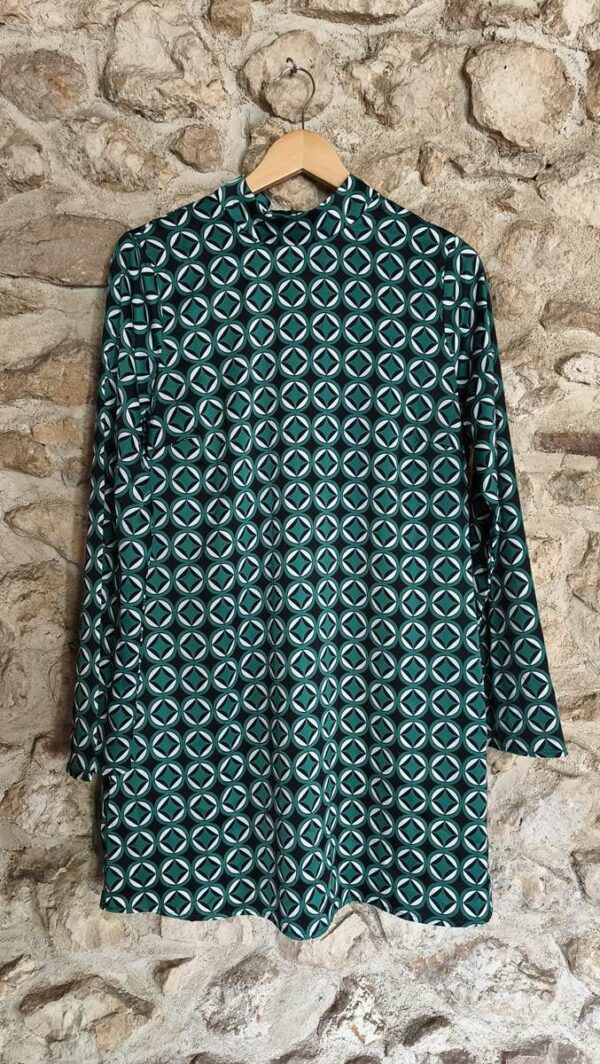 Robe Mango imprimé graphique vert émeraude T40