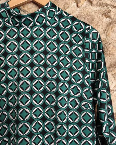 Robe Mango imprimé graphique vert émeraude T40