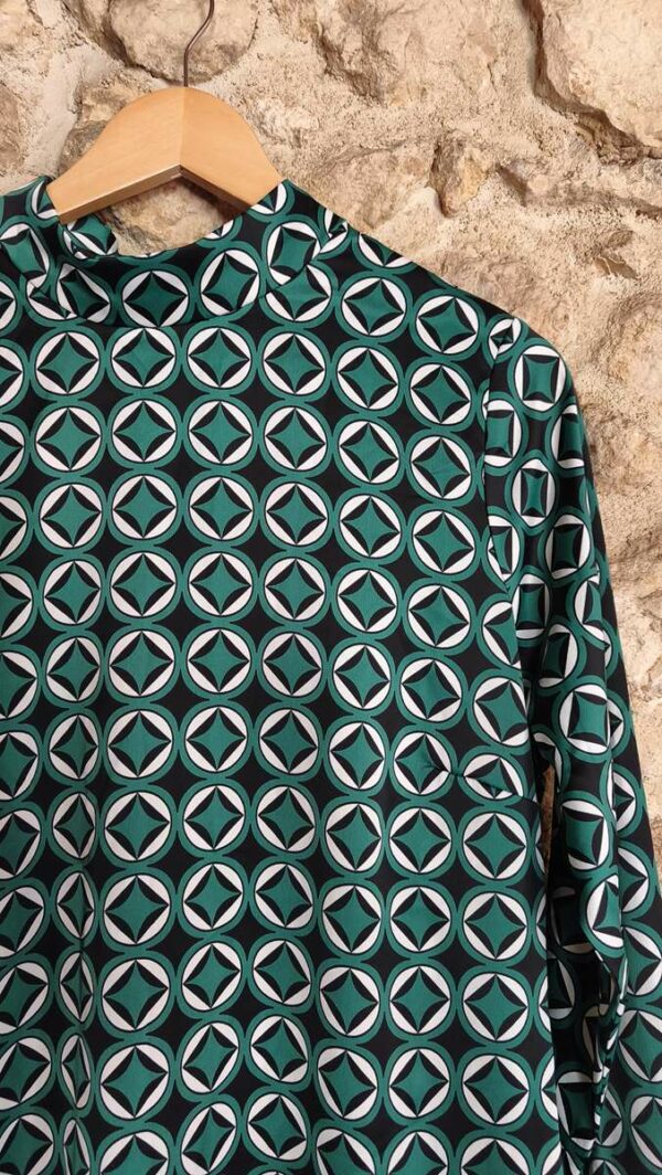 Robe Mango imprimé graphique vert émeraude T40
