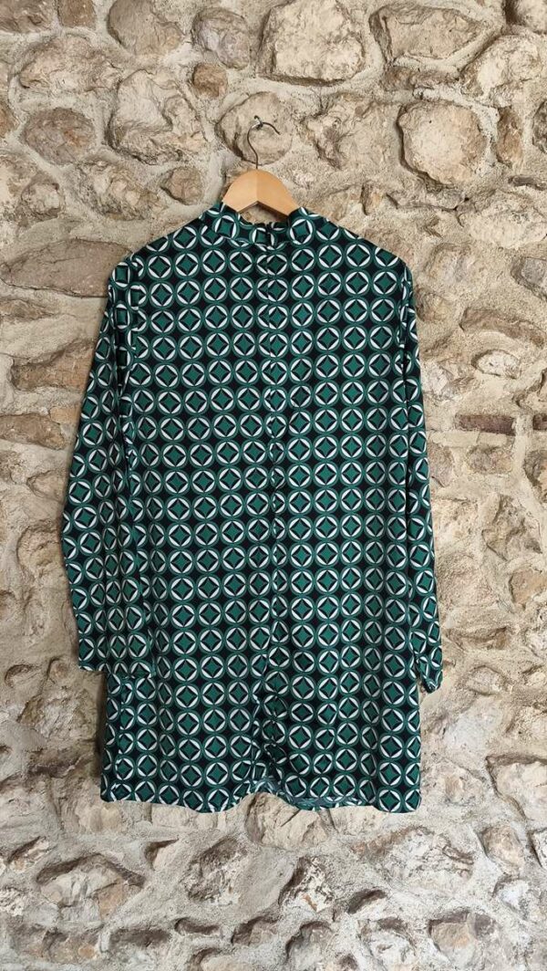 Robe Mango imprimé graphique vert émeraude T40