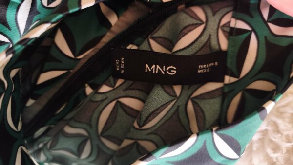 Robe Mango imprimé graphique vert émeraude T40