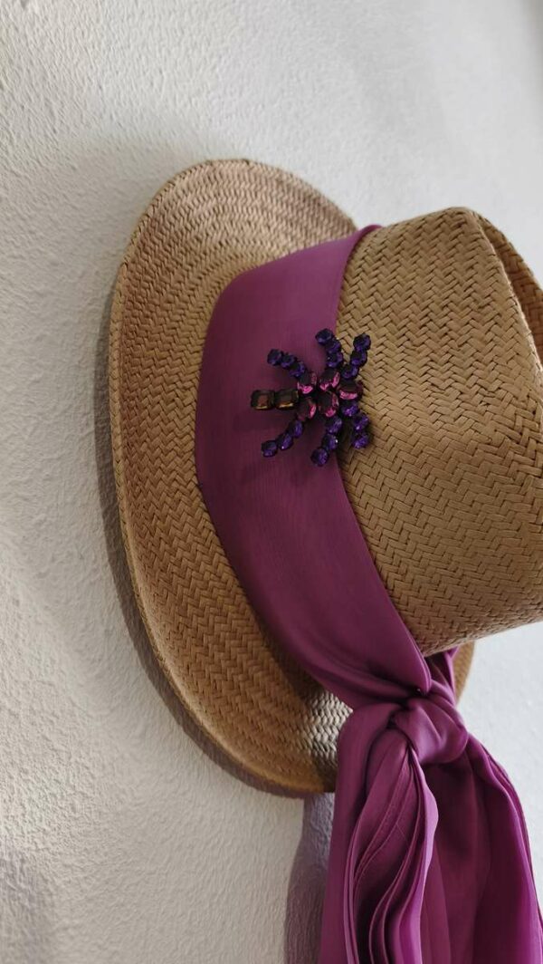 Chapeau upcyclé Rose & Marie violet – pièce unique