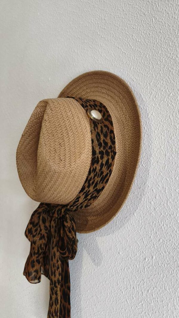 Chapeau upcyclé Rose & Marie léopard – pièce unique