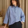 Chemise collerette à carreaux Rose & Marie – création upcyclée