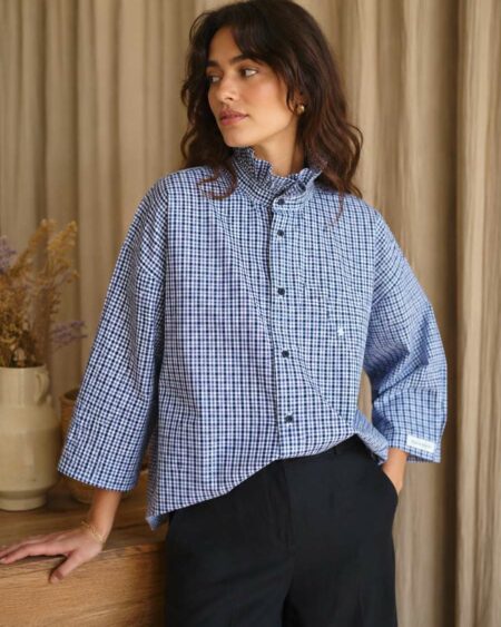 Chemise collerette à carreaux Rose & Marie – création upcyclée