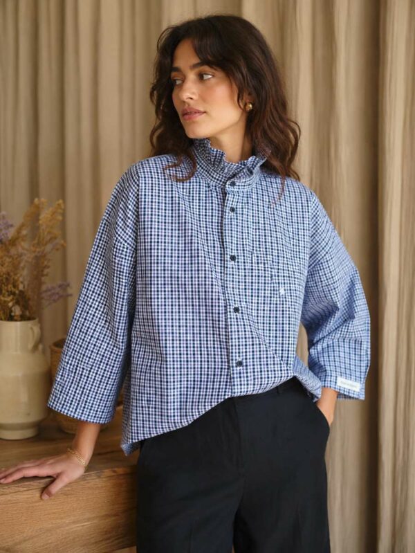 Chemise collerette à carreaux Rose & Marie – création upcyclée