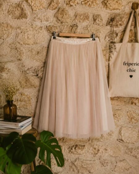 Jupe en tulle rose poudré Naf Naf T42 — 19€