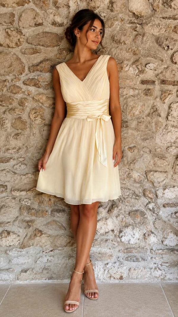 Robe cérémonie jaune pastel T42 — 14€