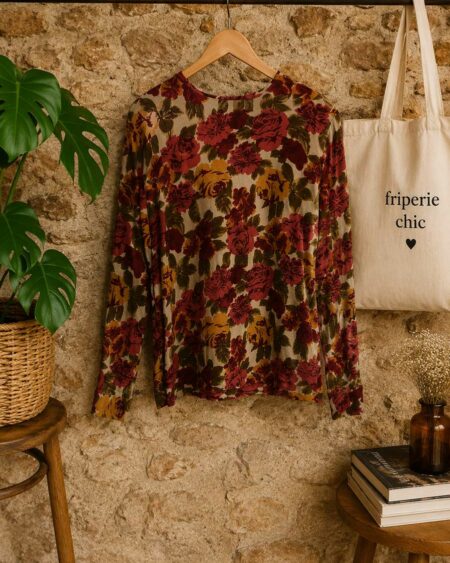 Blouse vintage en soie fleurie T40 — 19€