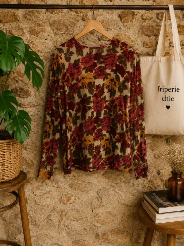 Blouse vintage en soie fleurie T40 — 19€