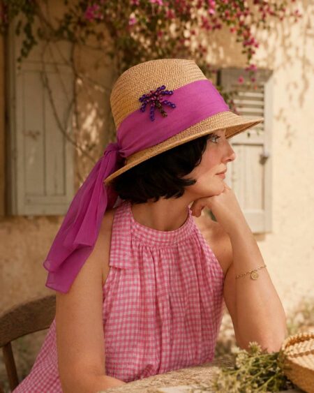 Chapeau upcyclé Rose & Marie violet – pièce unique