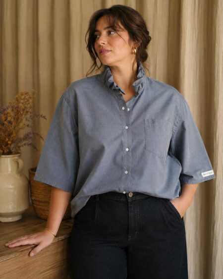 Chemise collerette grise Rose & Marie – création upcyclée