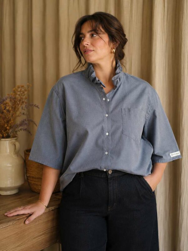 Chemise collerette grise Rose & Marie – création upcyclée
