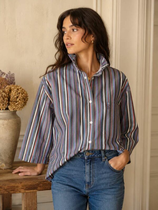 Chemise collerette rayée Rose & Marie – création upcyclée