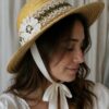 Chapeau vintage dentelle ancienne Rose & Marie – Taille S (52 cm)
