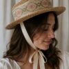 Chapeau de paille naturel vintage Rose & Marie – Taille unique (54 à 56 cm)