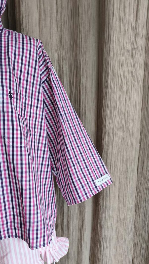 Chemise Collerette Rose à Carreaux – Taille 42 à 48 – Collection Les Héritières