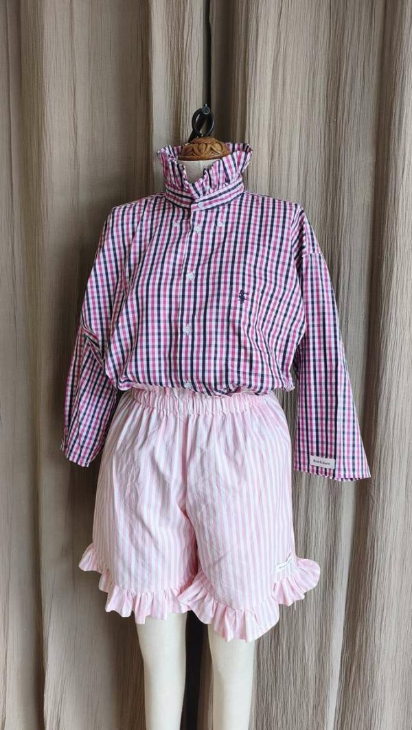 Chemise Collerette Rose à Carreaux – Taille 42 à 48 – Collection Les Héritières