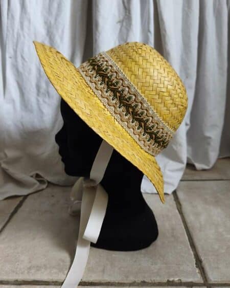 Chapeau vintage dentelle ancienne Rose & Marie – Taille S (52 cm)