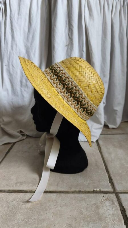 Chapeau vintage dentelle ancienne Rose & Marie – Taille S (52 cm)
