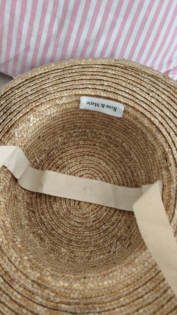 Chapeau de paille naturel vintage Rose & Marie – Taille unique (54 à 56 cm)