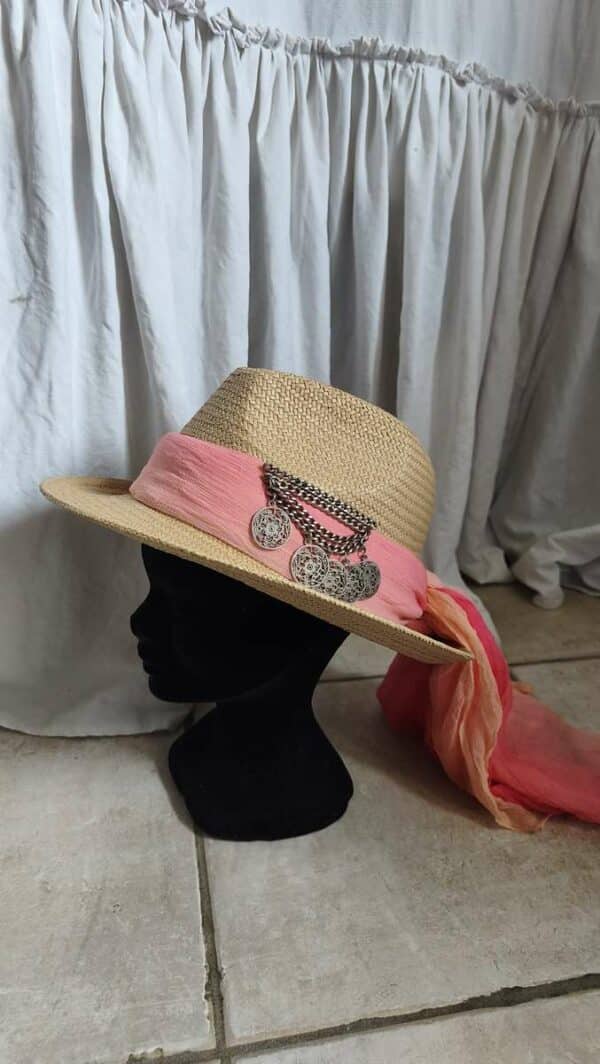 Chapeau upcyclé Sunset Rose & Marie – Soie Jean-Louis Scherrer – Taille L 56/58