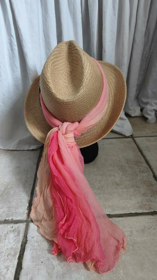 Chapeau upcyclé Sunset Rose & Marie – Soie Jean-Louis Scherrer – Taille L 56/58