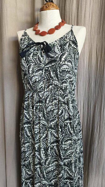 Robe longue Promod imprimé feuillage noir et beige – Taille 38/40