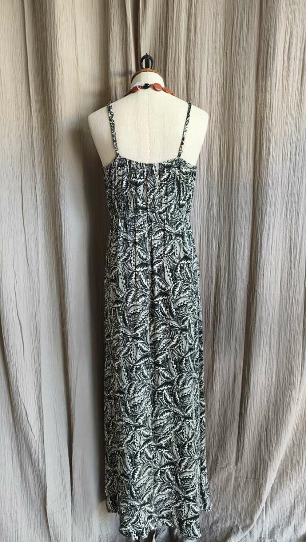 Robe longue Promod imprimé feuillage noir et beige – Taille 38/40