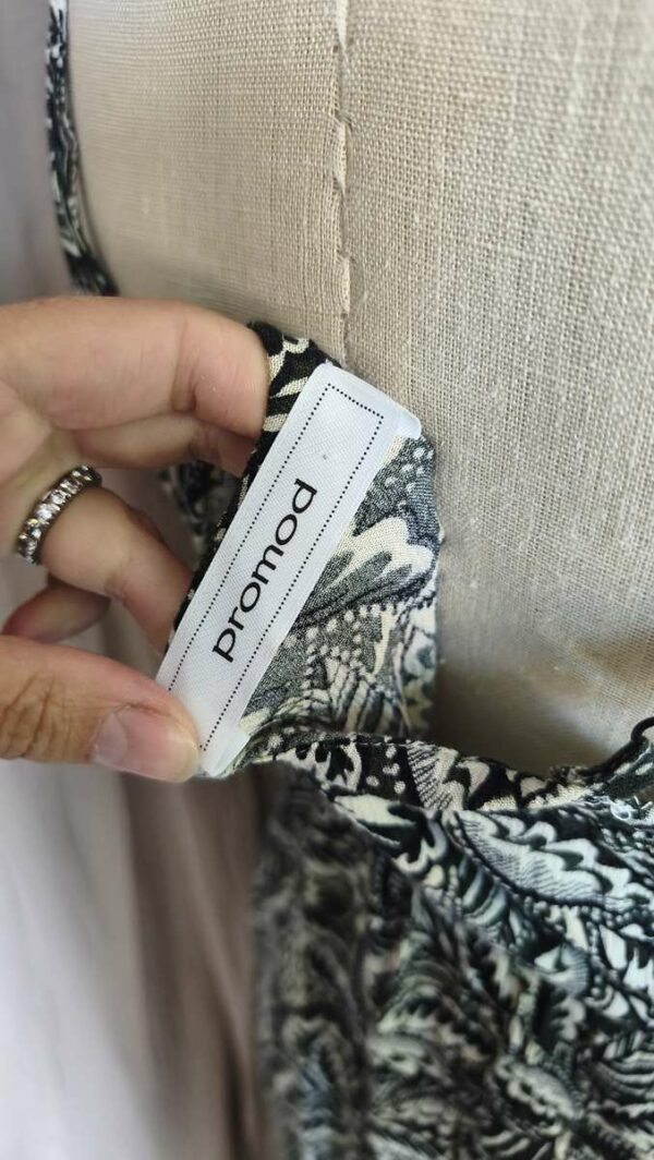 Robe longue Promod imprimé feuillage noir et beige – Taille 38/40