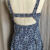 Robe dos ouvert bleu marine et blanc à motif floral – Taille 36