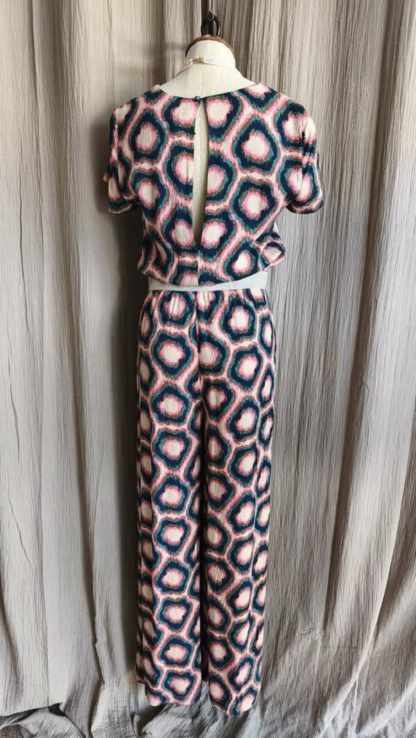 Combinaison pantalon Lola Espeleta imprimée rose et bleu – Taille 36 (convient au 38)
