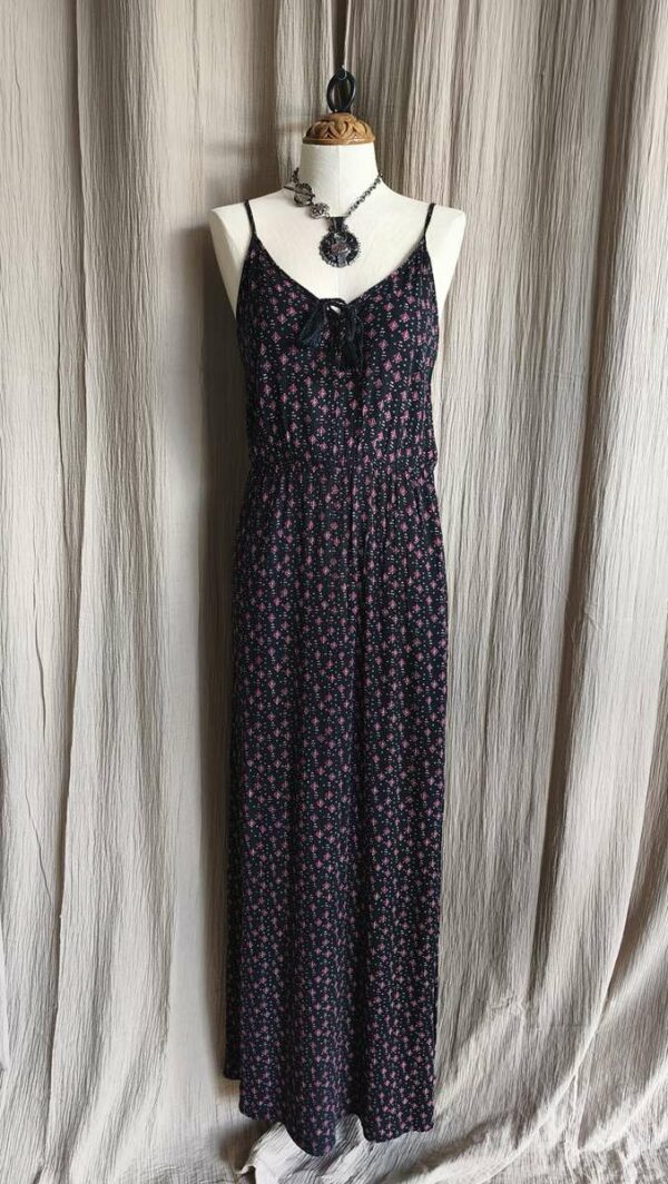 Robe longue Promod imprimé bohème noir et rouge – Taille 40