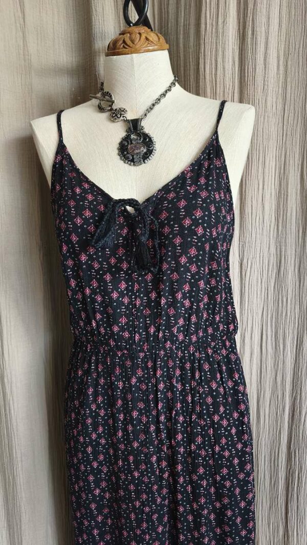 Robe longue Promod imprimé bohème noir et rouge – Taille 40