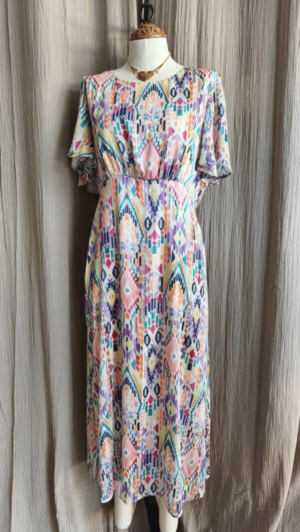 Robe fluide multicolore à motifs graphiques – Taille 40 – Neuve avec étiquette